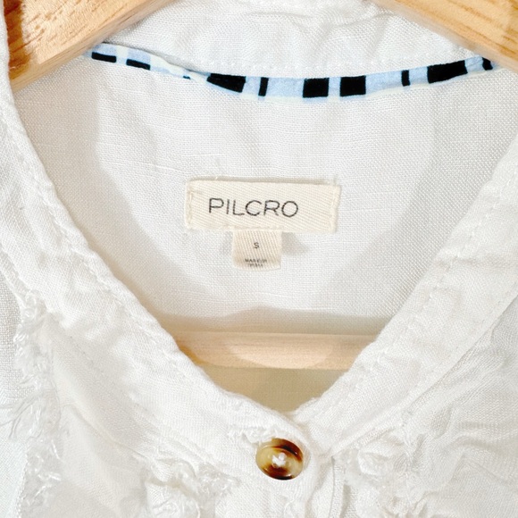 Anthropologie Pilcro White Ruffle Placket Buttondown Shirt Small - Picture 6 of 11